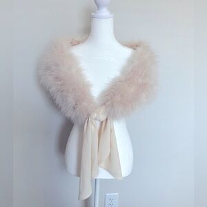 bebe Blush Pink Feather Fur Stole Scarf